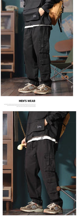 american vintage baggy cargo pants men outdoor sport military tactical sweatpants y2k straight multi pocket overalls trousers unique joggers style 475