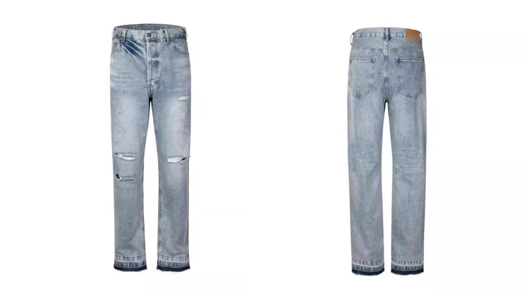destroy ripped holes high street pants mens casual harajuku zipper straight trousers hip hop fashion streetwear baggy joggers unique joggers style 2173