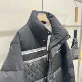 2023 Winter Men's Thickened Down Jacket New Style Vertical Collar Ribbon Stitching Jacket