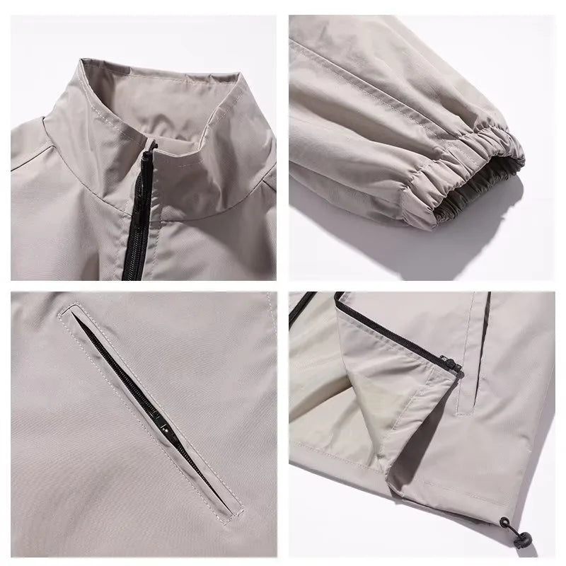 Outdoor Mens Charge Jacket Retro Loose Stand Collar Waterproof Tooling