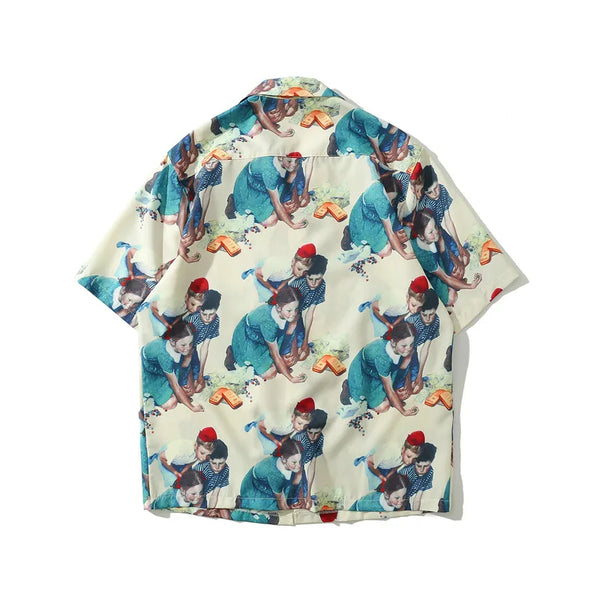 Cuba Collar Men's Shirt Short Sleeve Summer Soft and Cool Material Hawaiian Shirts Man
