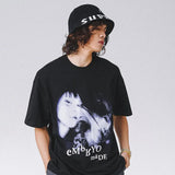 Skatercore Graphic tee – Streetwear T Shirt Men Hip Hop Illusion Girl Letter Print T