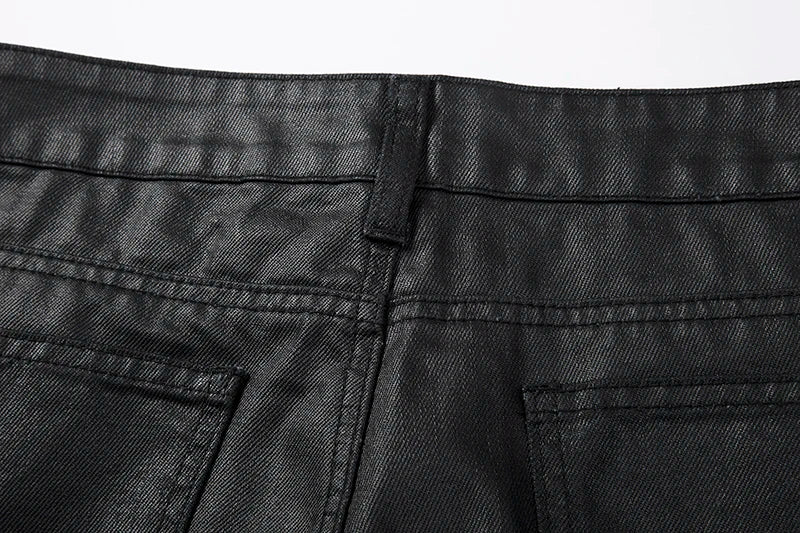 harajuku black jeans mens vibe waxed casual trousers straight pockets oversized pencil pants loose hip hop mens pants unique jeans style 4467