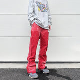 color washed denim mens jeans pants fashion graffiti patchwork loose biker red jeans streetwear hip hop casual straight pants unique jeans style 5173