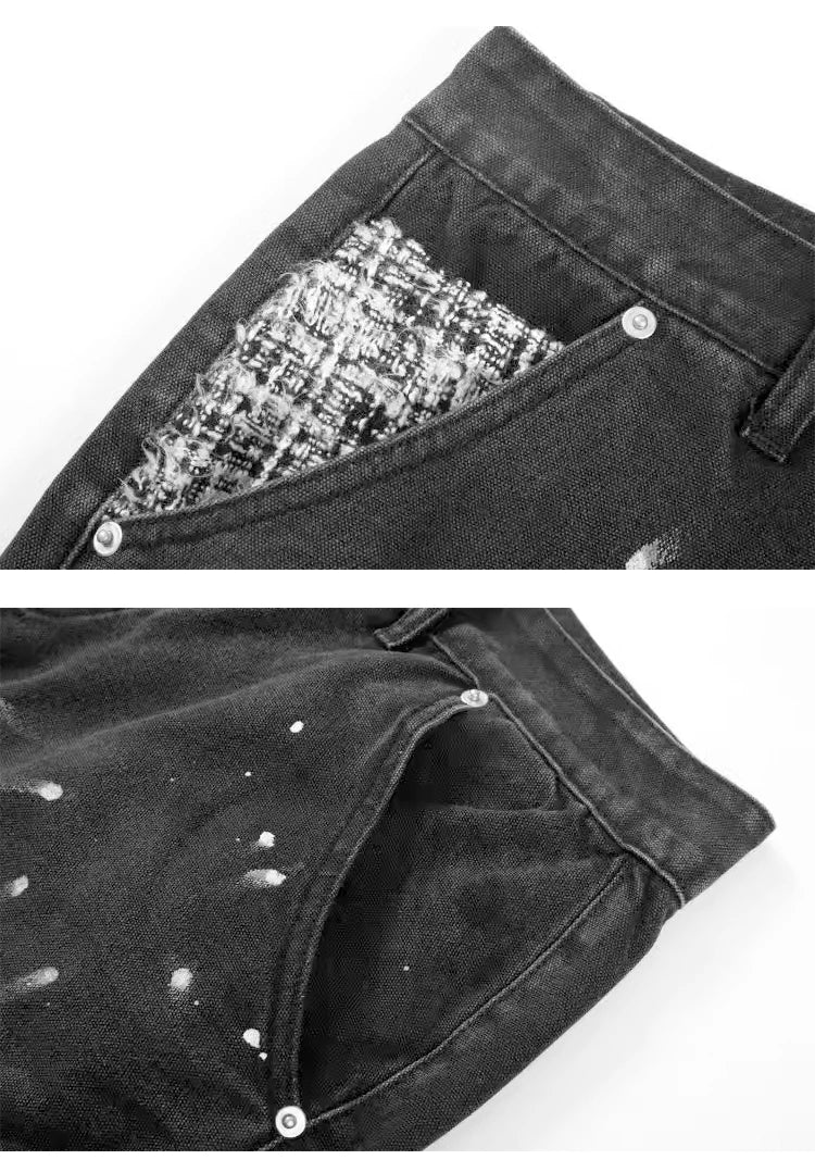 ripped holes patchwork denim jeans shorts mens high street straight short jeans hip hop streetwear casual short joggers pants unique joggers style 742