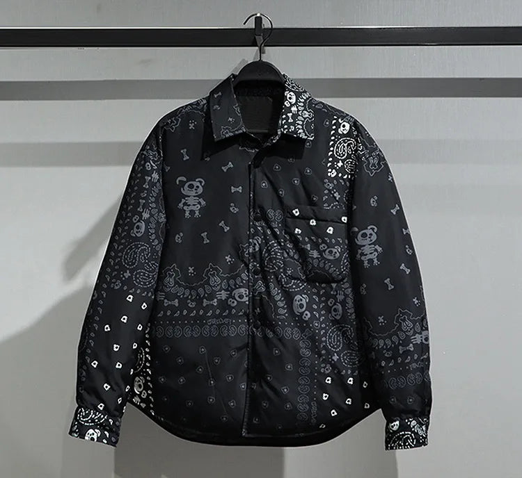 New fluorescent Luxury Men West Coast CRIPS Cashew Shirt Coats & Jackets / Down Coats Cotton Warm Winter Oversize Thin #A586