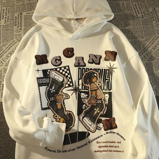 American Gothic fashion brand cartoon hip-hop print mens and womens loose high street style