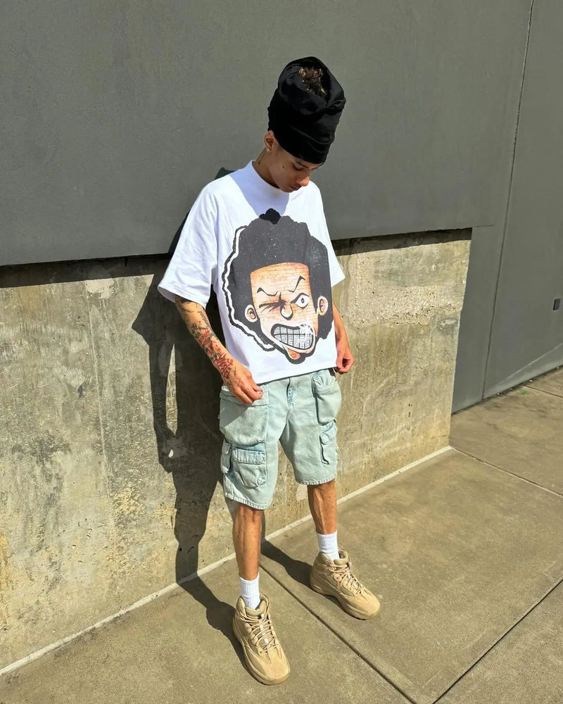 harajuku summer casual graphic t shirts men cartoon big head streetwear oversized y2k tops gothic clothes goth women clothing unique default style 5366