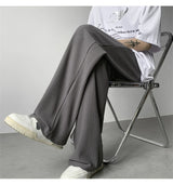 summer texture straight pants for men korean fashion baggy wide leg trousers casual drape pleated striped y2k pantalones hombre unique default style 487