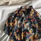 2024 Summer Fashionable Plant Floral Cuban Collar Short-Sleeved Floral Shirt For Men Women Trendy Hawaiian Japanese Retro Shirt