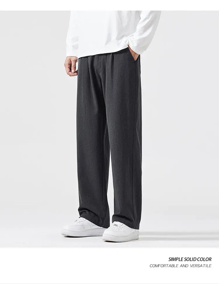 mens trend streetwear fashion loose casual plus size straight wide leg suit pant office man commute work pants trousers unique default style 2198