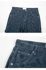 hip hop straight denim jeans pants fashion zipper paisley jeans streetwear mens new casual loose trousers jean pants joggers unique joggers style 4061