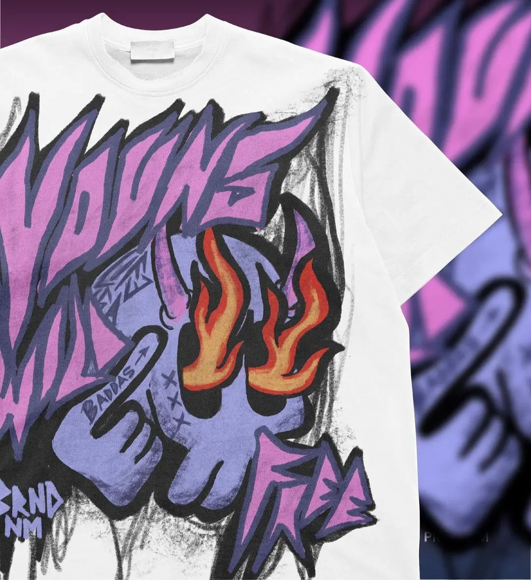 Grunge Y2K T-Shirt – Bleached Effect with Cursed Skull Art