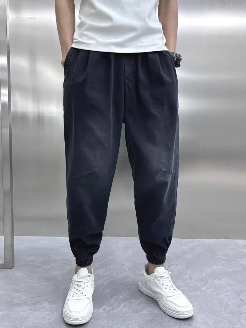 harajuku fashion harem pants mens printed cargo jeans vintage elastic waistband baggy jeans hip hop streetwear men clothing baggy cargo bottoms