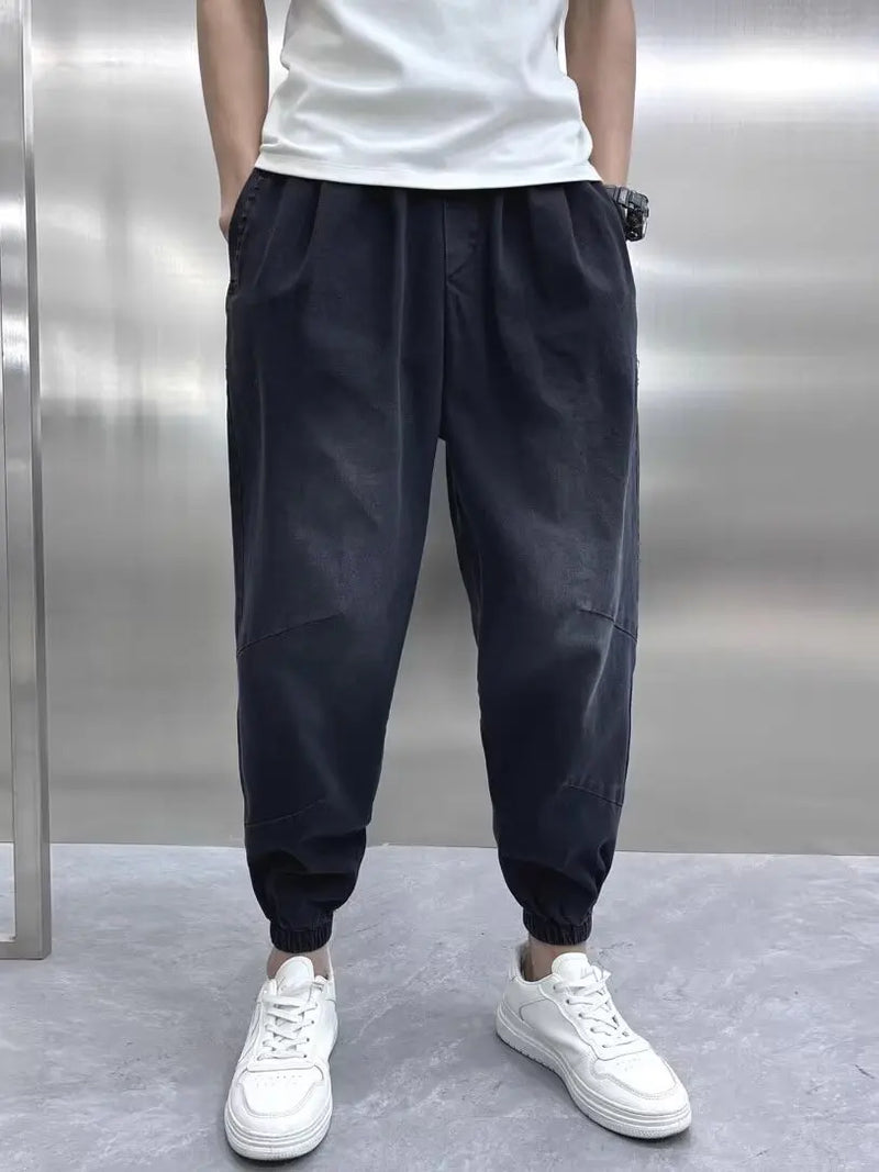 harajuku fashion harem pants mens printed cargo jeans vintage elastic waistband baggy jeans hip hop streetwear men clothing baggy cargo bottoms