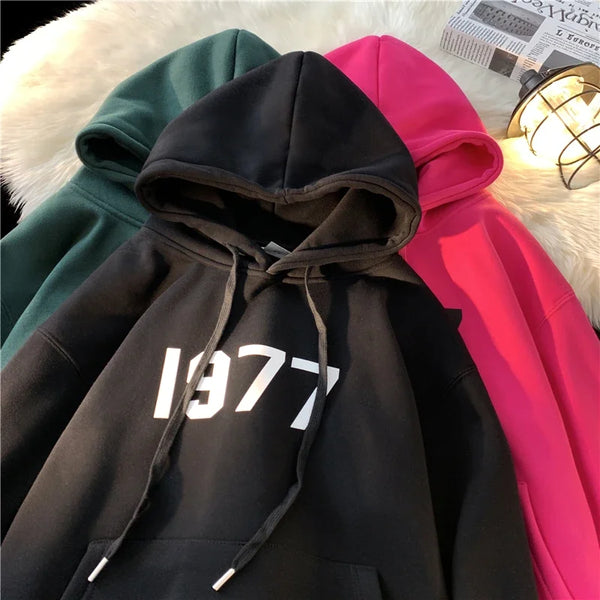 2024 New Men Hoodies Large Size Casual Male Clothing 1977 Print Fashio