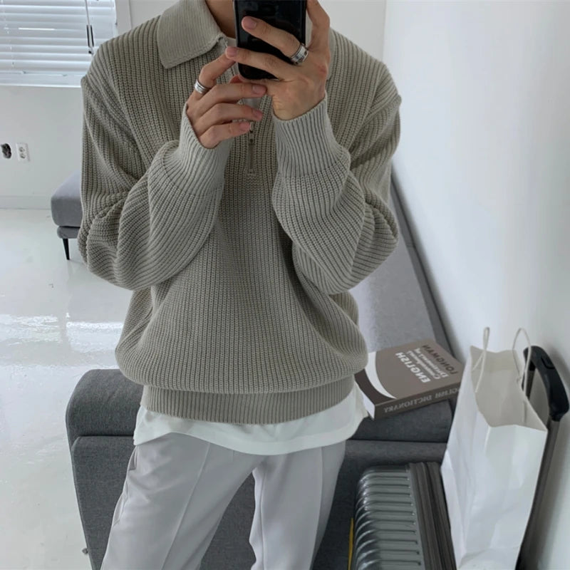varsity flame pullover for men with bold graphic knit design, perfect for 2025 fashion, street fashion menswear trend for sea