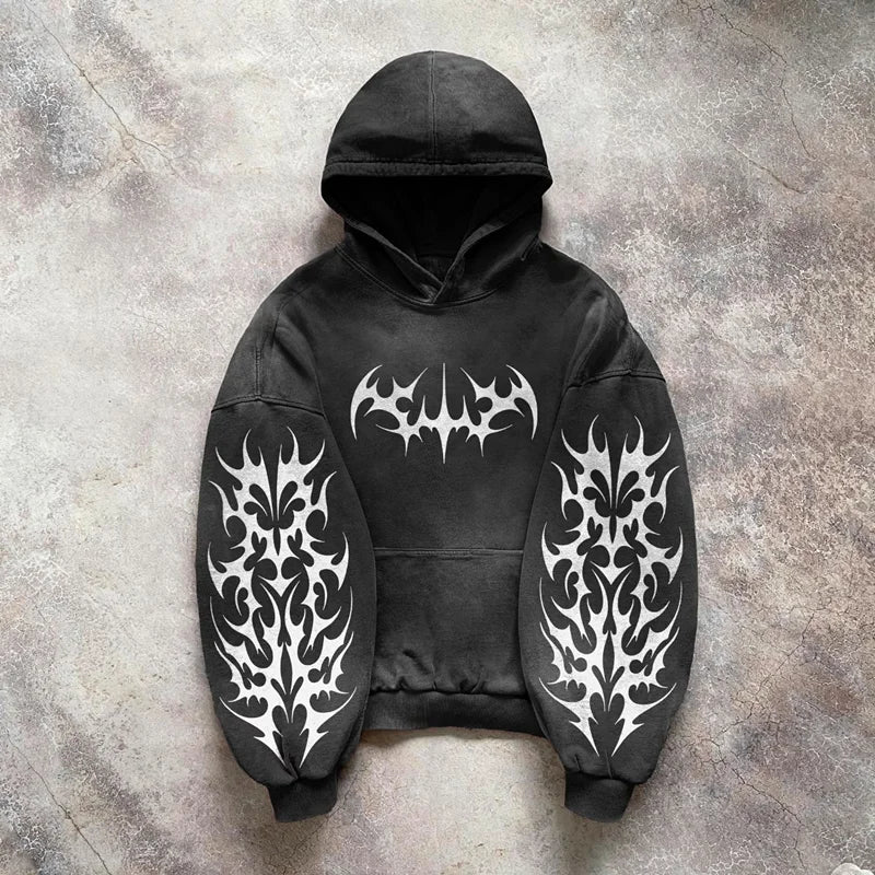 American Fashion Trend Joker Fleece Padded Zipper Hoodie Men Street Y2
