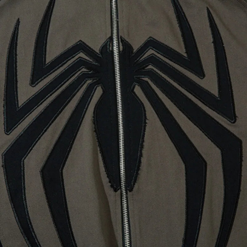 spider embroidery hooded jacket and coat men fashion hip hop full zipper hoodies loose outerwear casual streetwear baggy jack - variant style 075558 for streetwear fashion