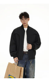 checkered varsity bomber, high-street look, men's streetwear fashion, trendy oversized fit, urban techwear design, modern hip