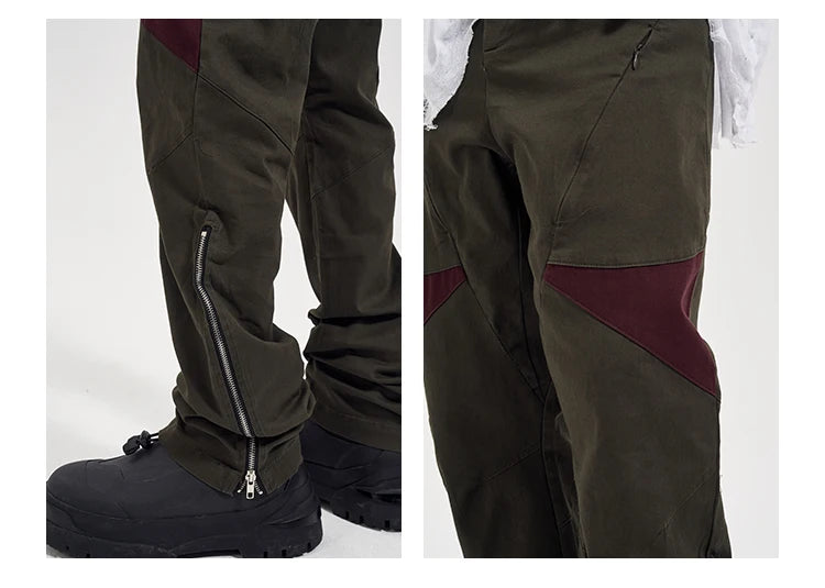hip hop pants retro cargo straight pants mens patchwork side zipper harajuku streetwear joggers men casual loose cotton trousers unique joggers style 1915