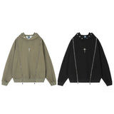 Hip Hop Punk Hoodie Sweatshirt 2023 Autumn Zipper Design Solid Color H