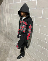 Y2K Women's Clothing Sweatshirt Pullover Long Sleeve Halloween Christmas Top Hip Hop Rap Dress Dark Skeleton Oversize Streetwear