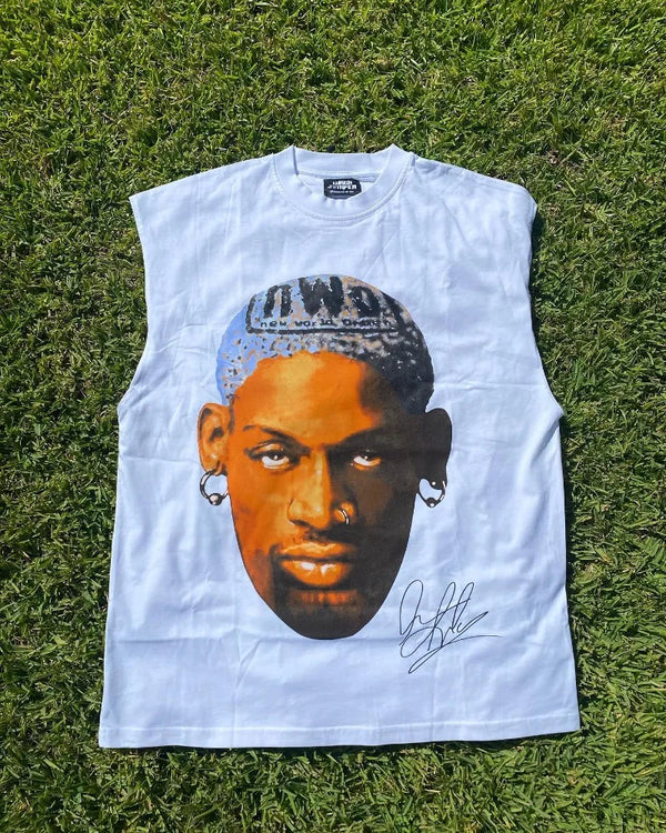 Sadcore Aesthetic print tee – American Street Vintage Letter Portrait Printed Sleeveless T