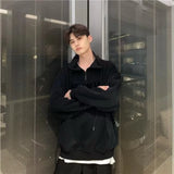 Street Half Zip Hoodie Mens Spring New Vintage Letter Embroidery Loose