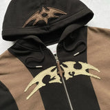Vaporwave Drop – Y2K Patch Design Loose Zip Hoodies For Men Geometric Pattern – Streetwear Fashion for Men & Women