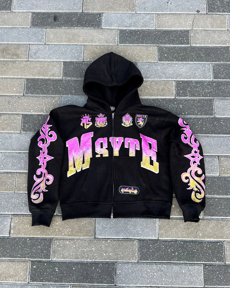 Y2k Long Sleeved Hoodie Sweatshirt Oversized Streetwear Fall Winter Rooted Vintage Punk Clothes Cartoon Printed Pattern Clothes