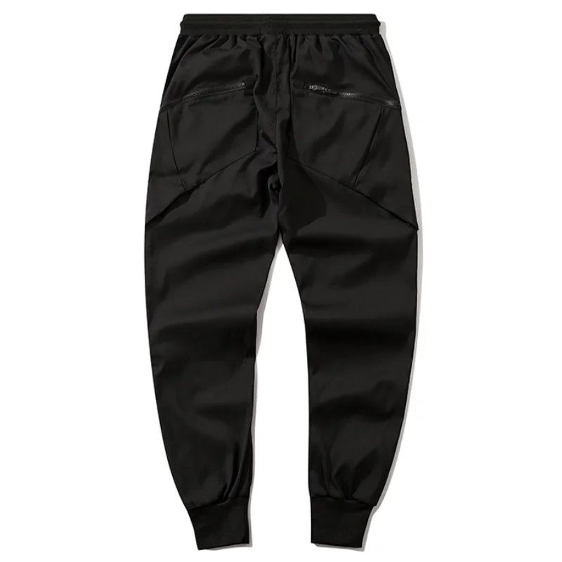 men cargo harem pants casual elastic waist trousers with pockets streetwear hip hop loose fit ankle drawstring sweatpant jogger unique joggers style 3408