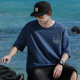 Skatercore Vintage anime – Kawaii Whale Tail Print T Shirt Men Hip Hop Fashion Cotton G