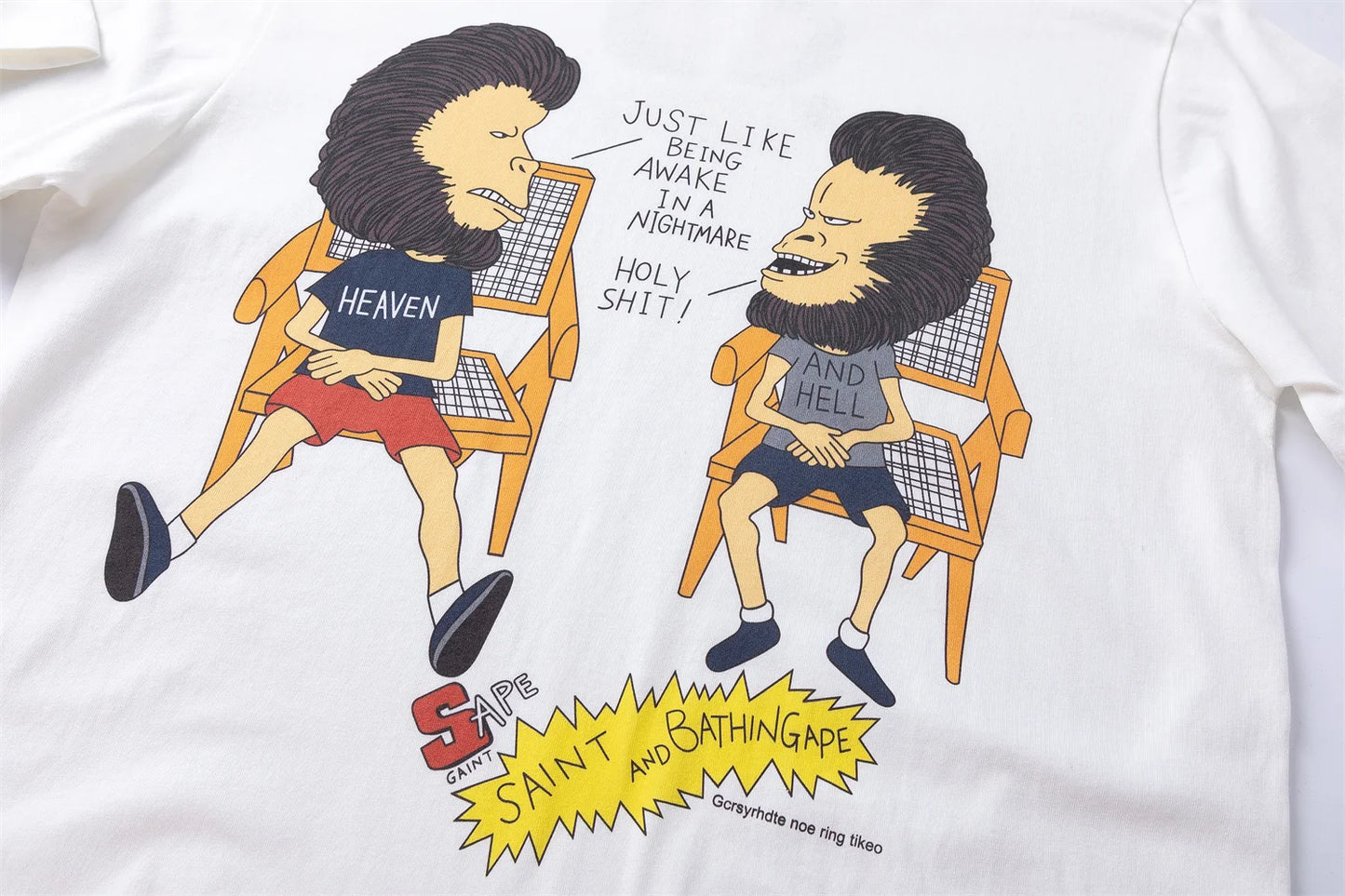 24SS New Vintage Retro Cartoon Printing High-Street Casual Loose T-Shirt Tops