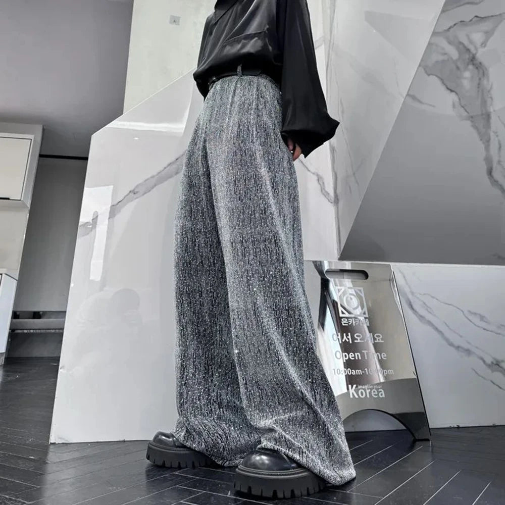 mens trousers y2k shiny night sky diamond casual pants autumn streetwear fashion campus performance straight pant mens clothing unique default style 131