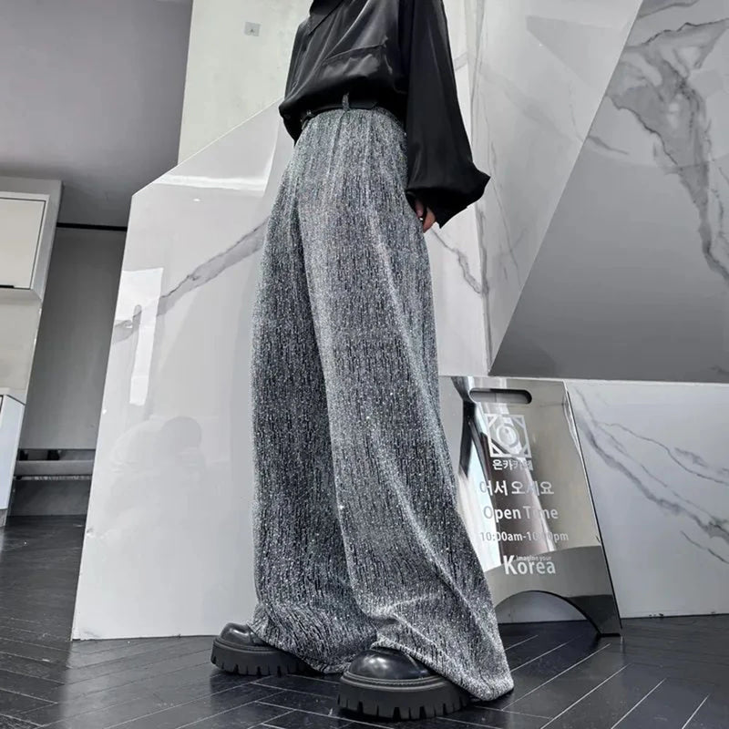 mens trousers y2k shiny night sky diamond casual pants autumn streetwear fashion campus performance straight pant mens clothing unique default style 131