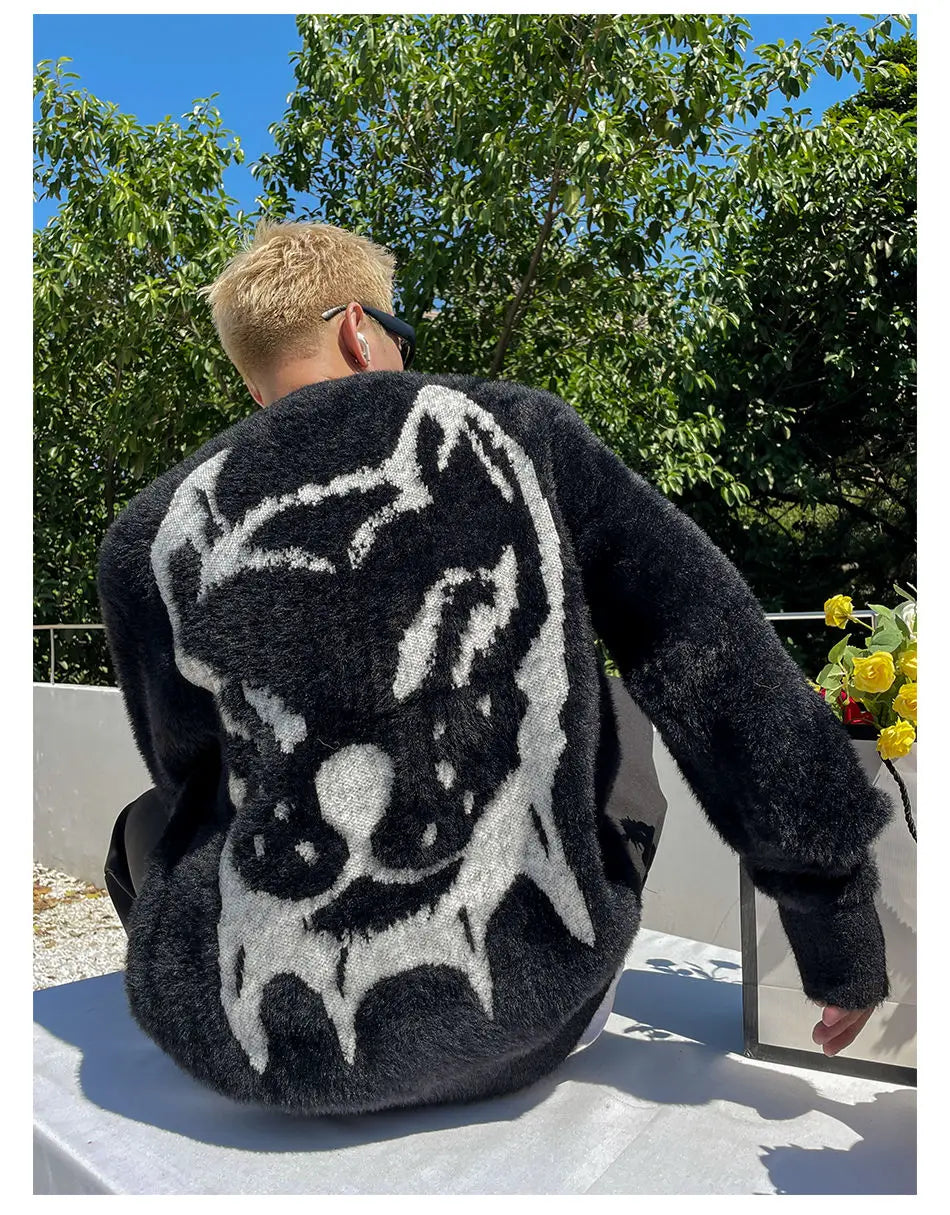 grunge knit pullover for fall and winter, oversized aesthetic with urban style, mens fashion layer for modern streetwear coll