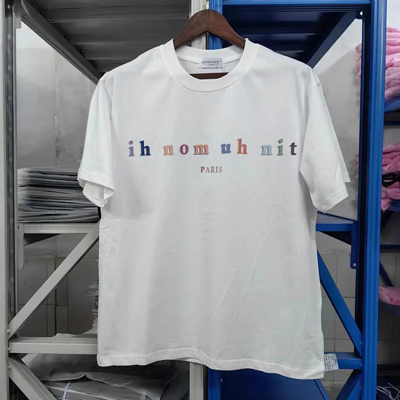 Glitchcore Fashion – High Quality Ih Nom Uh Nit T Shirt Masked Men Letter Printin – Urban Streetwear for Men & Women