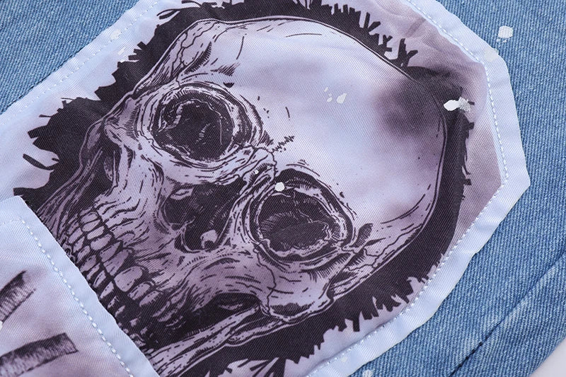 fashion skull graffiti patchwork denim jeans mens zipper jeans hip hop streetwear casual harajuku straight joggers jeans pants unique joggers style 1008