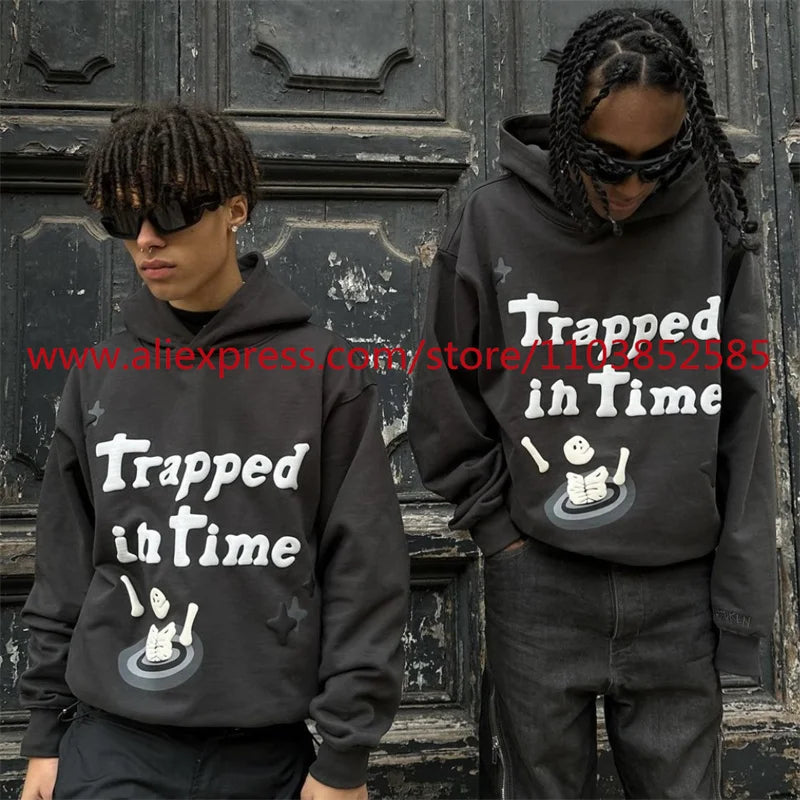 2024 Autumn Winter New Vintage Velvet Hoodie Long Sleeve American Heav