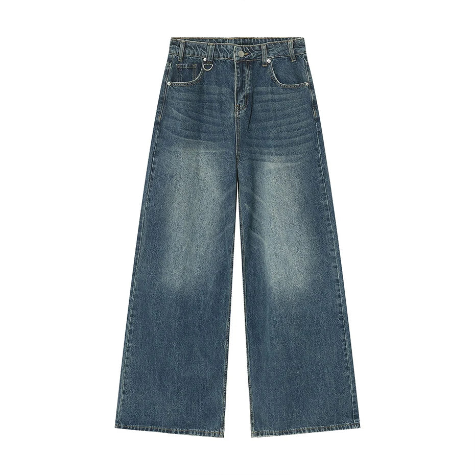 mens vintage blue baggy jeans male black loose straight denim pants y2k casual jeans trousers unique jeans style 154
