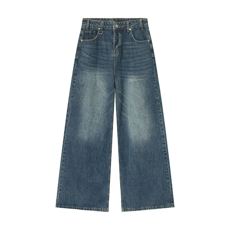 mens vintage blue baggy jeans male black loose straight denim pants y2k casual jeans trousers unique jeans style 154