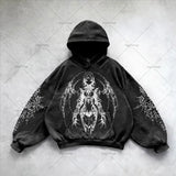 Gothic Punk Style Retro Harajuku Y2K Clothing American Hip-hop Street Anime Print Hoodie Men Trendy Casual Oversized Sweatshirt