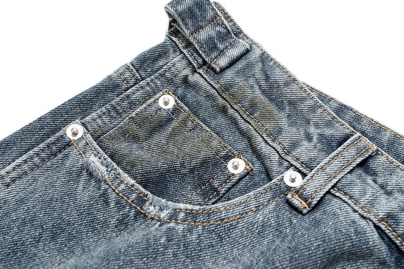 men blue ripped baggy jeans dirty printed distressed loose denim pants male luxury designer fashion jeans trousers unique jeans style 1366