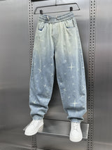 y2k men baggy pants drawstring hip hop baggy harem japanese korean streetwear harajuku casual hip hop jeans men trousers vintage washed jeans