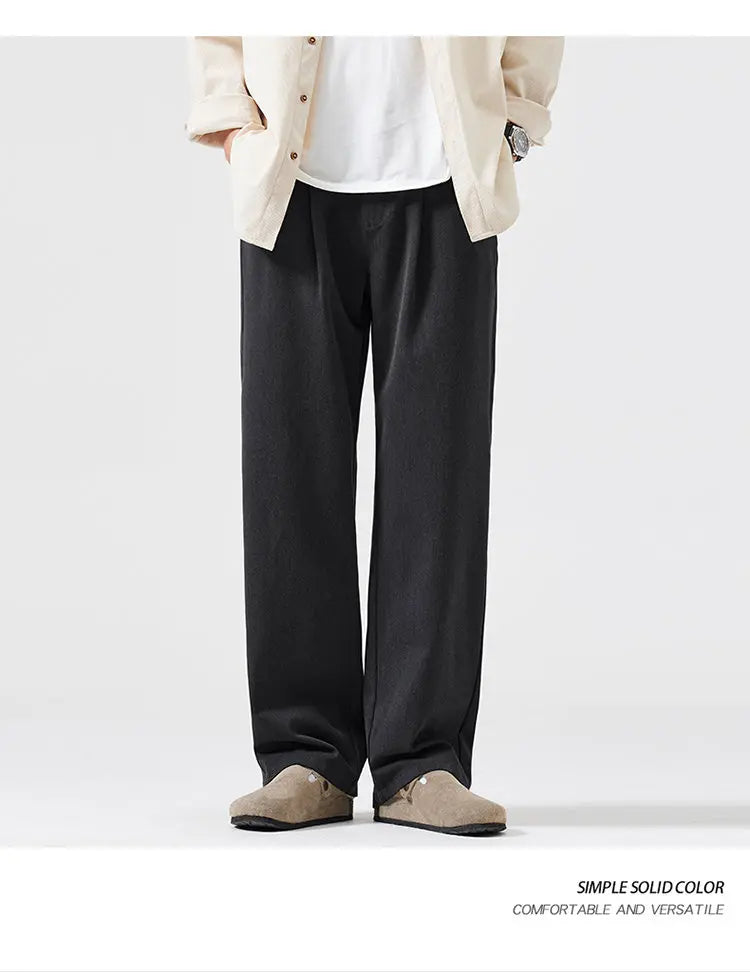 simple casual pants mens spring autumn loose fashion straight wide leg plus size pants cityboy streetwear trousers unique default style 2254