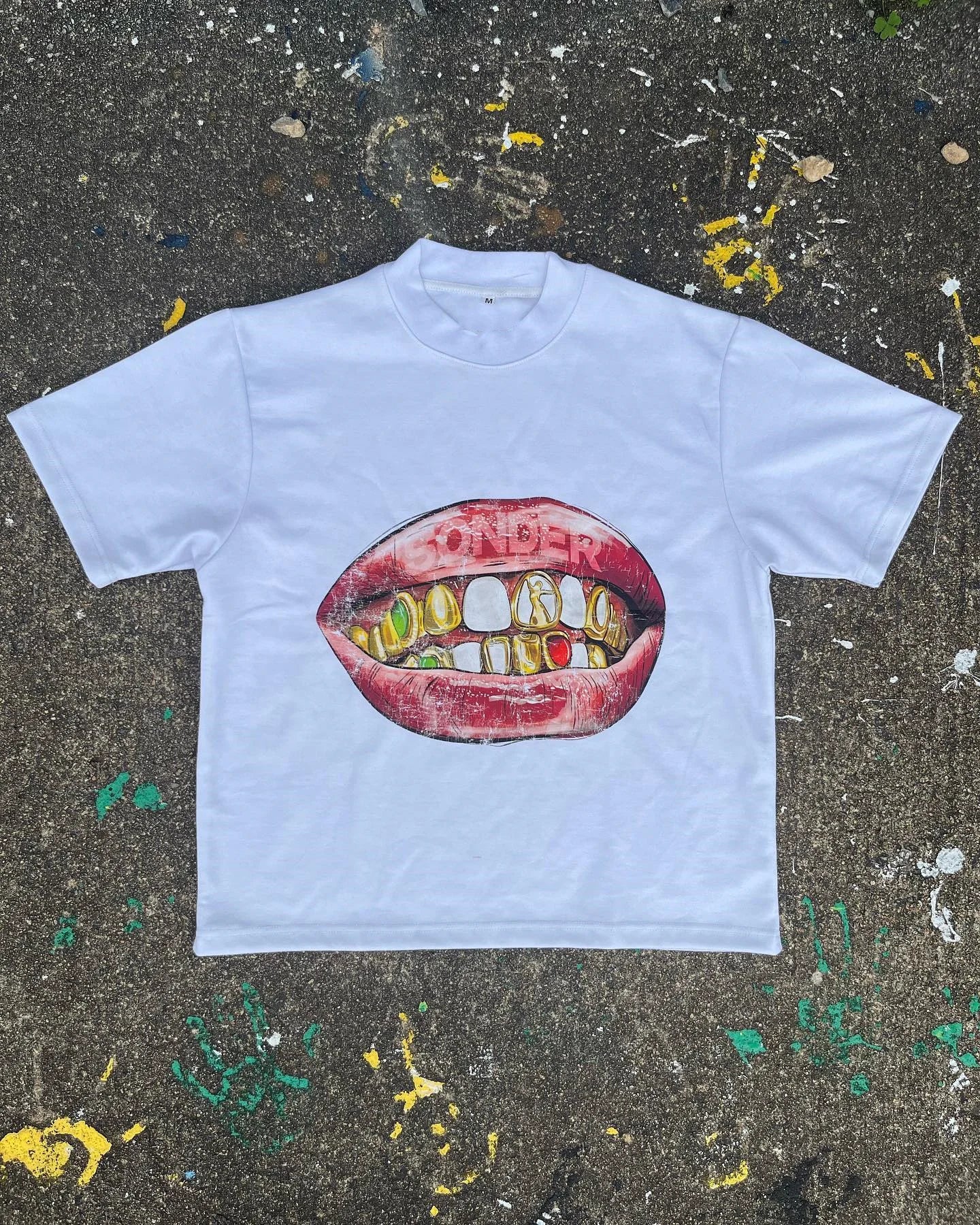 Softcore Y2K tee with pixel blush graphics and glitchy smiles