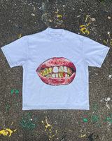 Softcore Y2K tee with pixel blush graphics and glitchy smiles