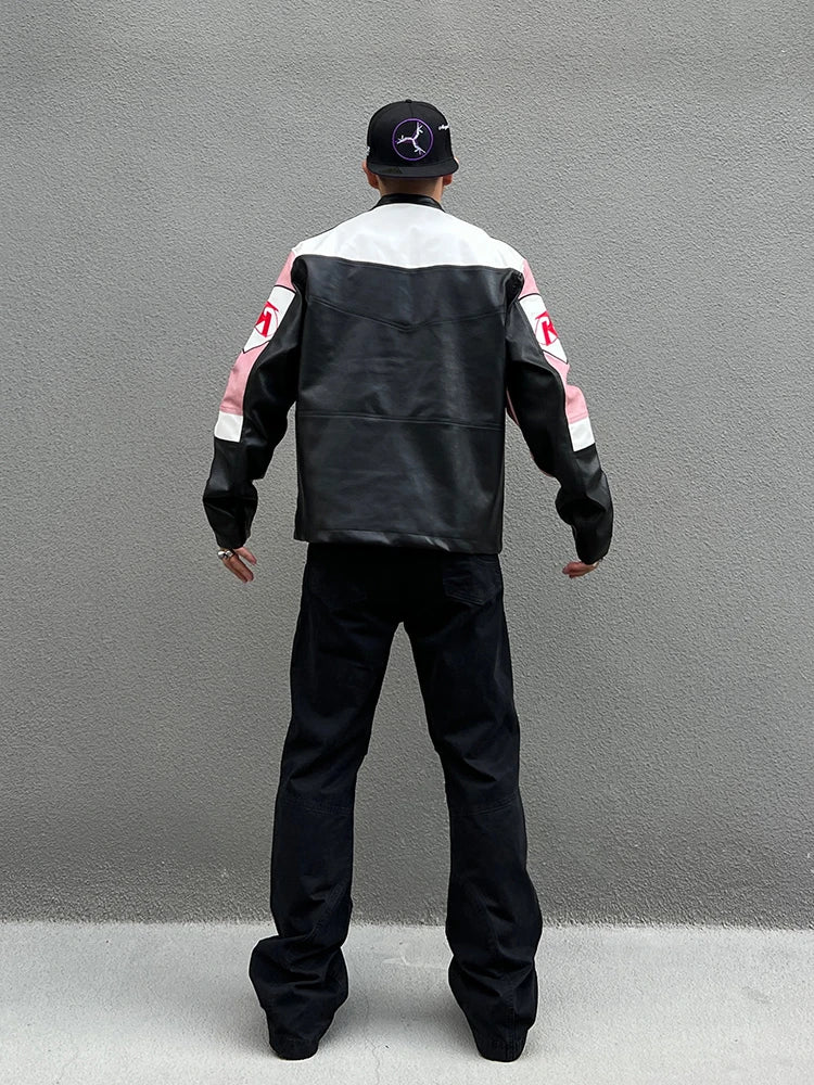 racing jackets fashion letter embroidery patchwork zipper jacket coats men hip hop pu lether outerwear casual streetwear nan  - variant style 65cc32 for streetwear fashion