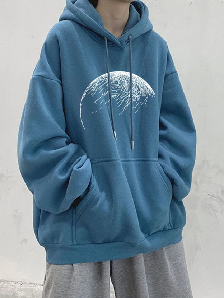 Goth Fashion Graphic Printed Hoodies Mens Autumn Hip Hop Fashion Oversized